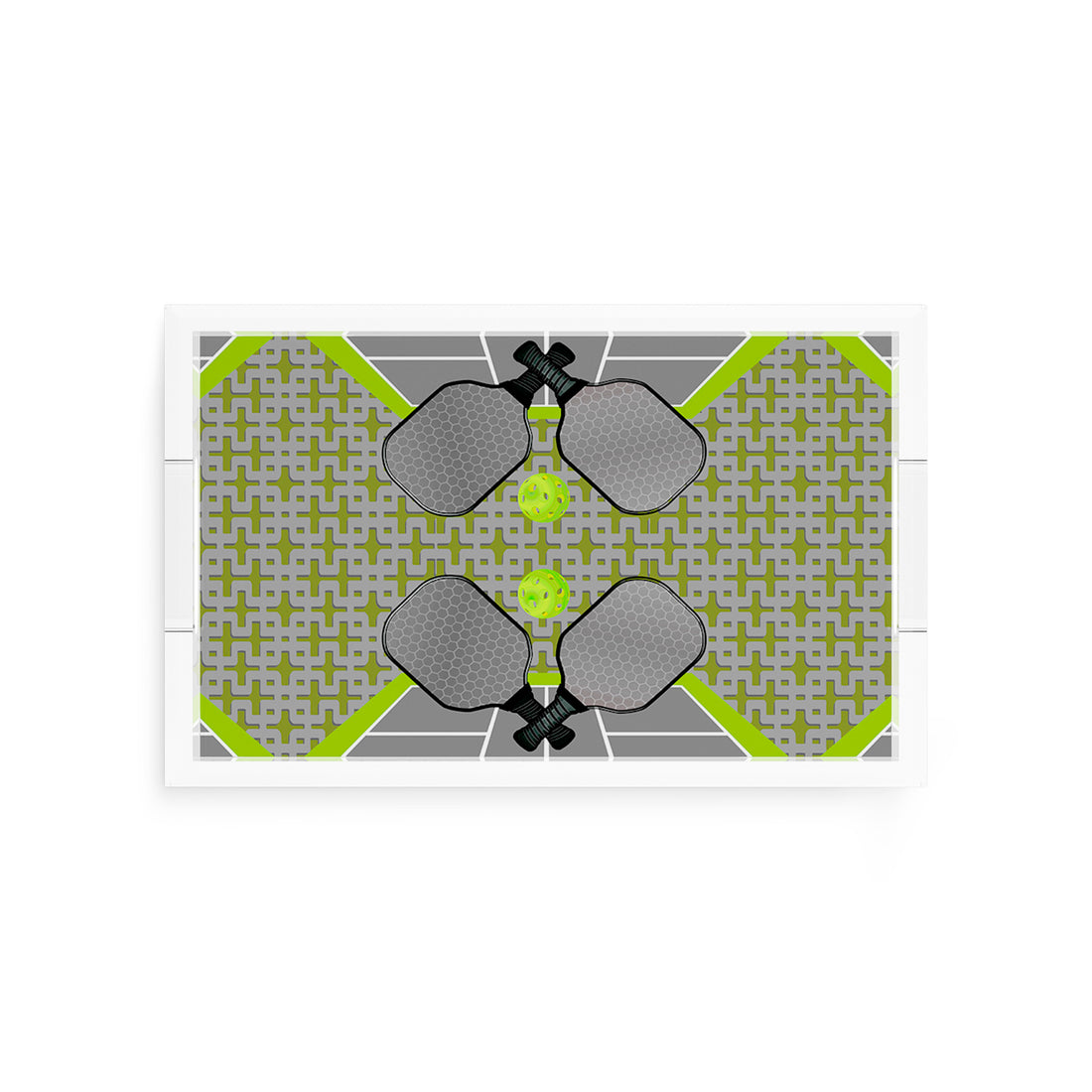Pickelball Anyone Silver Lime  12.5x7.75 Acrylic Tray - nicolettemayer.com 