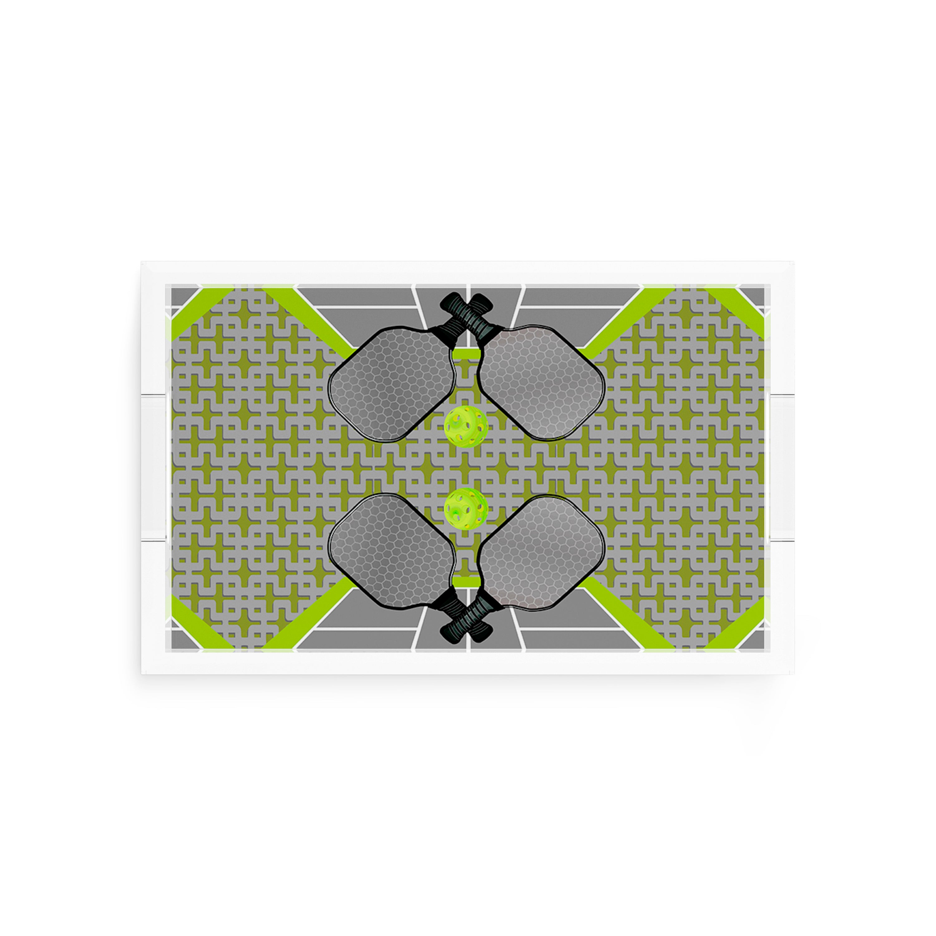 Pickelball Anyone Silver Lime  12.5x7.75 Acrylic Tray - nicolettemayer.com 