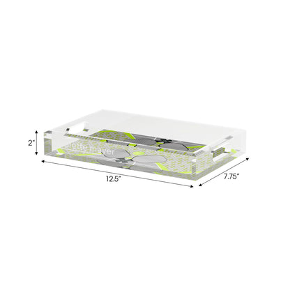 Pickelball Anyone Silver Lime  Set of 3 Acrylic Tray - nicolettemayer.com 