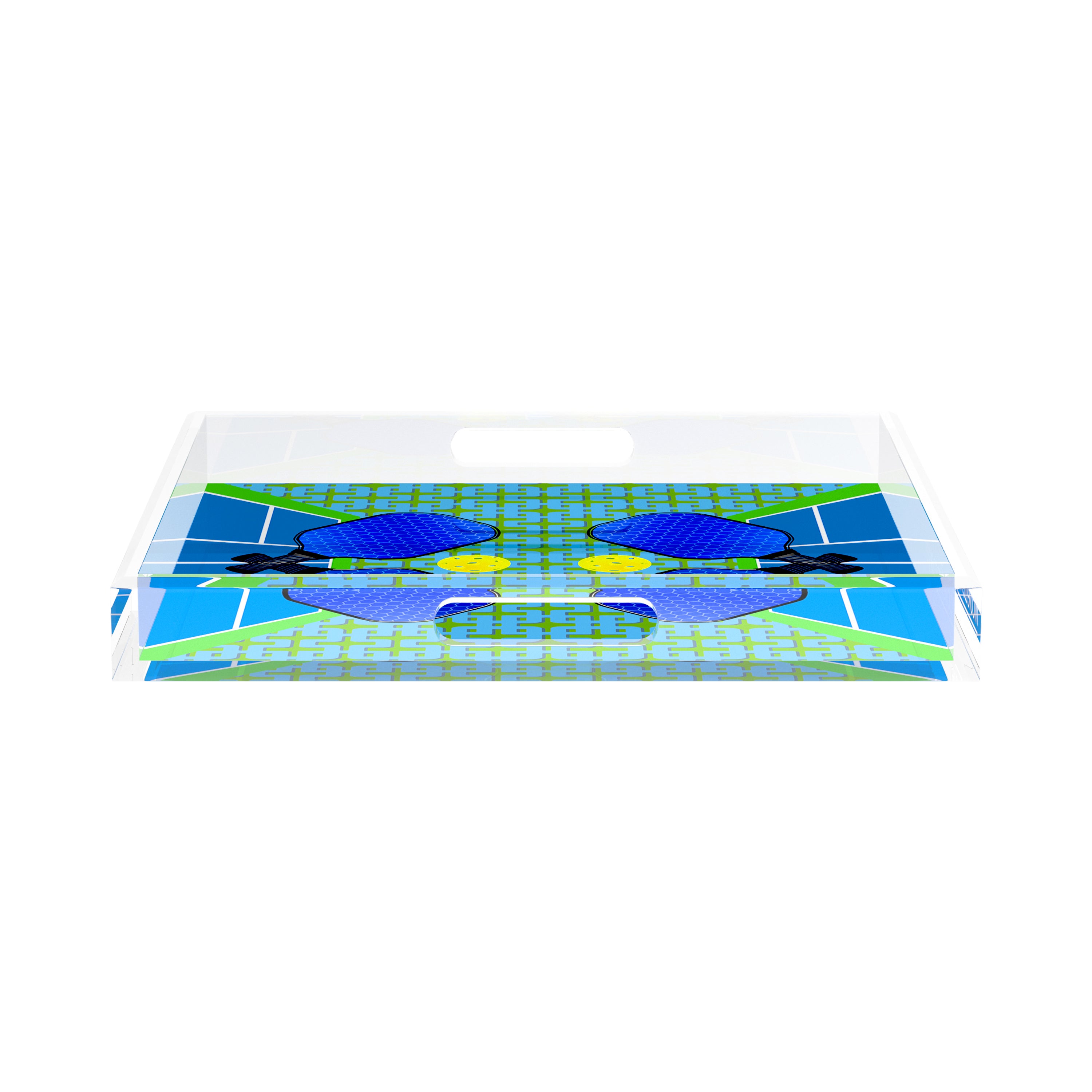 Pickelball Anyone Blue Green 15X15 Acrylic Tray - nicolettemayer.com 
