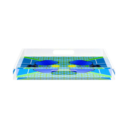 Pickelball Anyone Blue Green 15X15 Acrylic Tray - nicolettemayer.com 