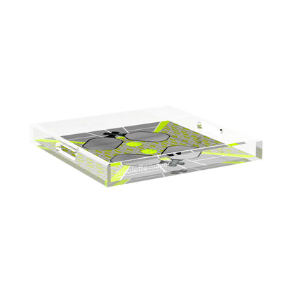 Pickelball Anyone Silver Lime 15X15 Acrylic Tray - nicolettemayer.com 
