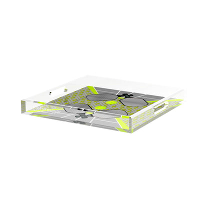 Pickelball Anyone Silver Lime 15X15 Acrylic Tray - nicolettemayer.com 