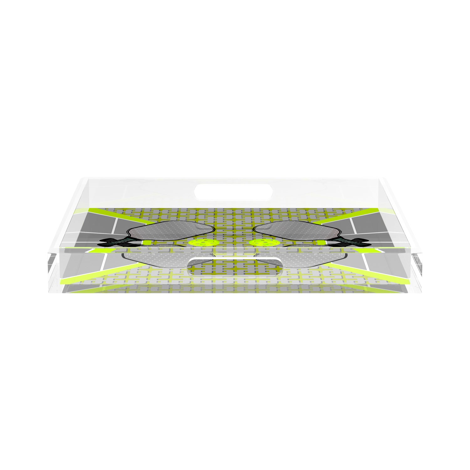 Pickelball Anyone Silver Lime 15X15 Acrylic Tray - nicolettemayer.com 
