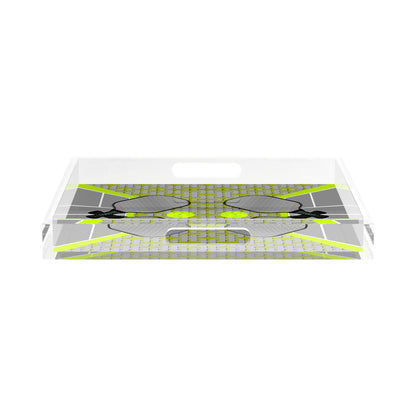 Pickelball Anyone Silver Lime 15X15 Acrylic Tray - nicolettemayer.com 