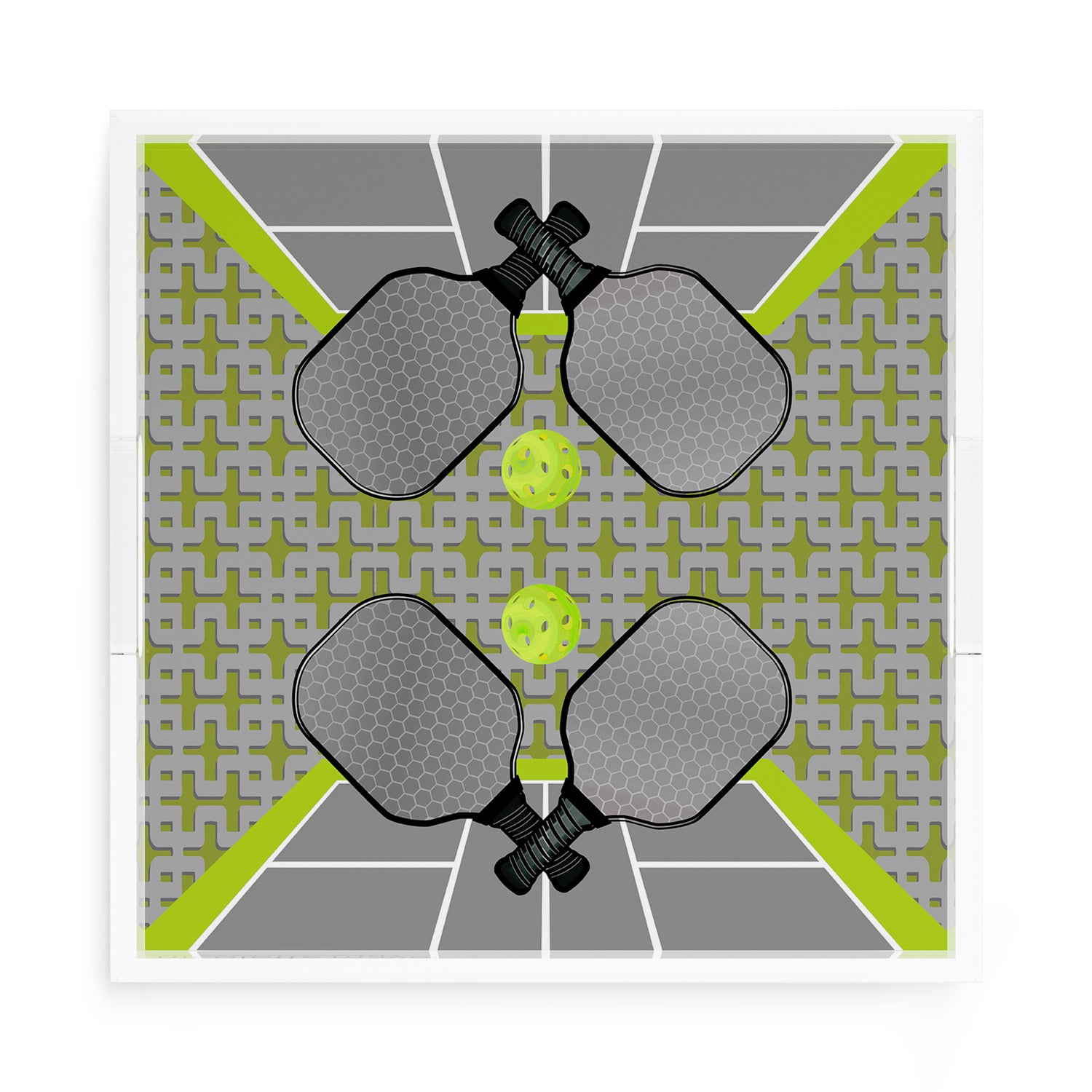 Pickelball Anyone Silver Lime 15X15 Acrylic Tray - nicolettemayer.com 