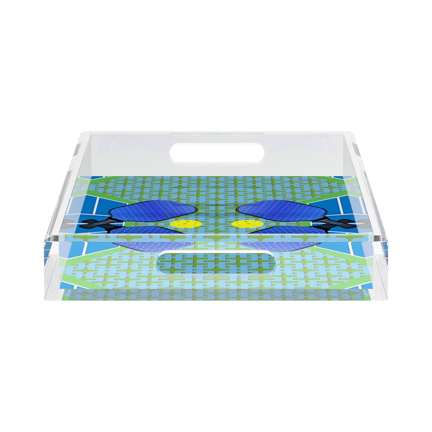 Pickelball Anyone Blue Green  17X10.5 Acrylic Tray - nicolettemayer.com 