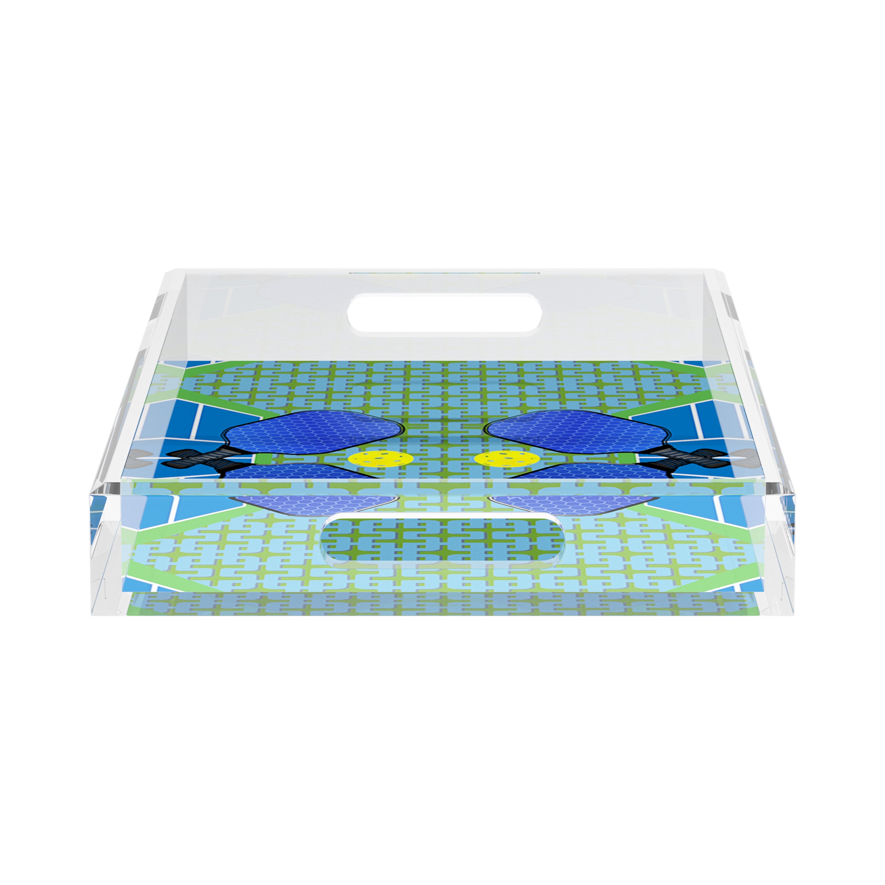 Pickelball Anyone Blue Green  17X10.5 Acrylic Tray - nicolettemayer.com 
