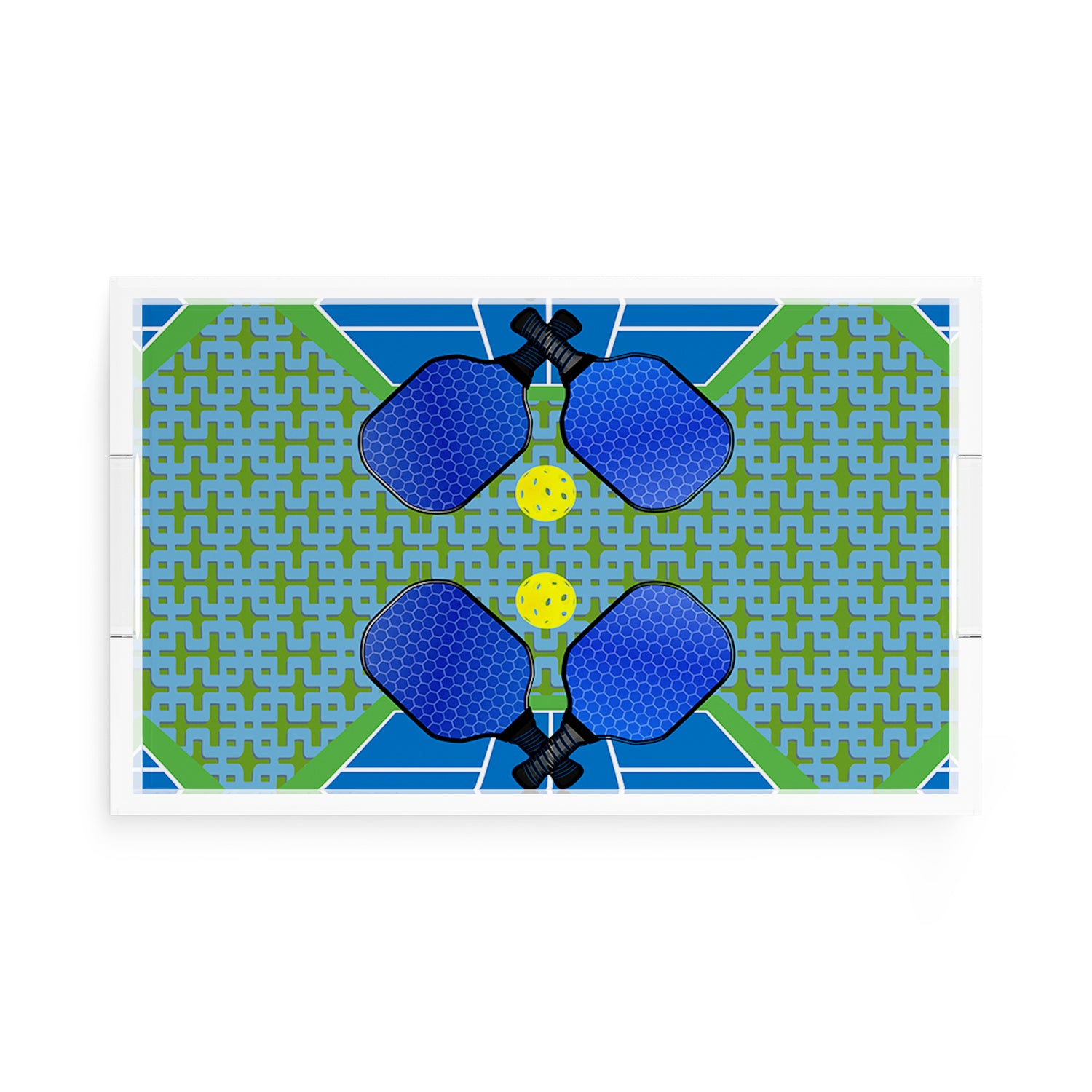 Pickelball Anyone Blue Green  17X10.5 Acrylic Tray - nicolettemayer.com 