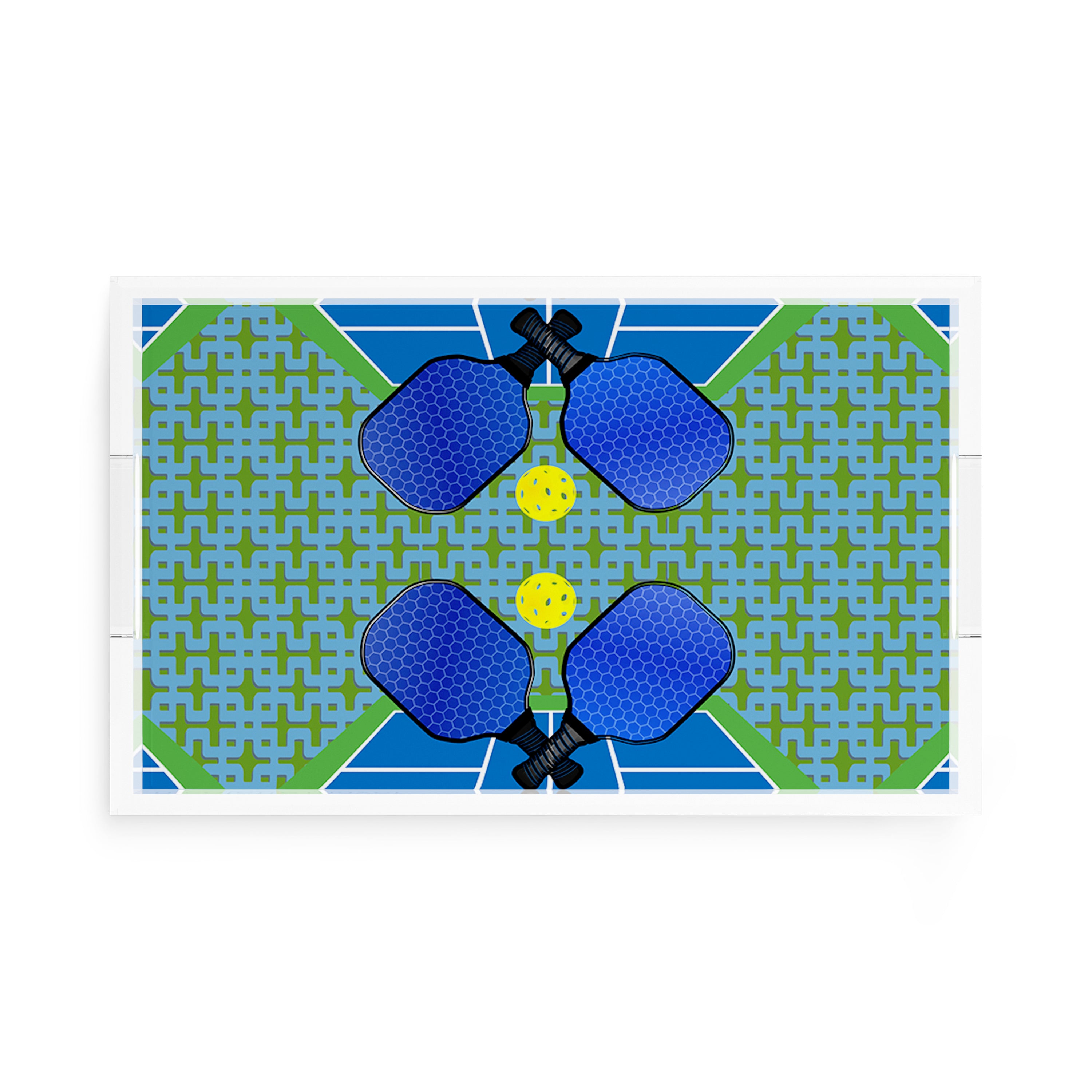Pickelball Anyone Blue Green  17X10.5 Acrylic Tray - nicolettemayer.com 