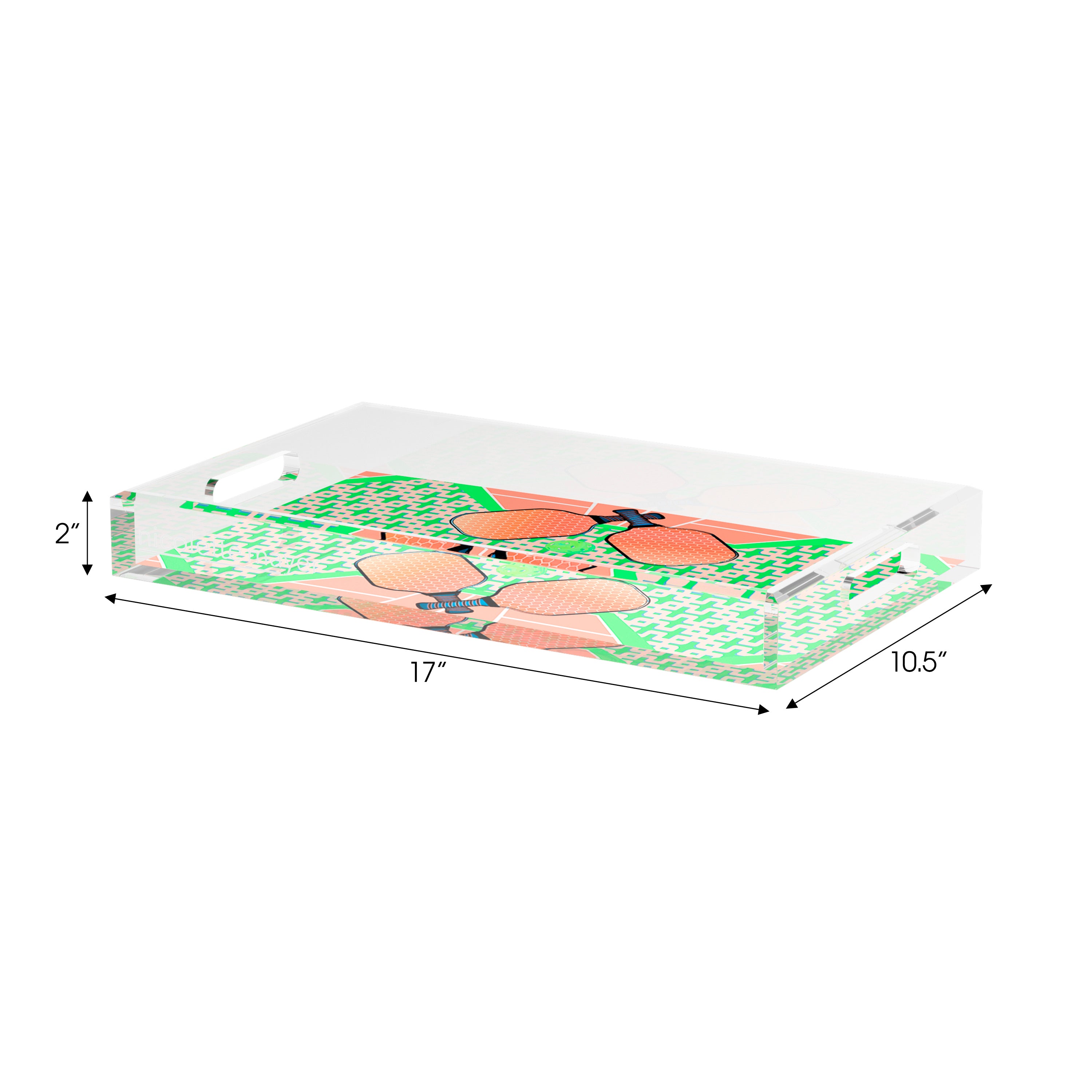 Pickelball Anyone Pam and Emma  Set of 3 Acrylic Tray - nicolettemayer.com 
