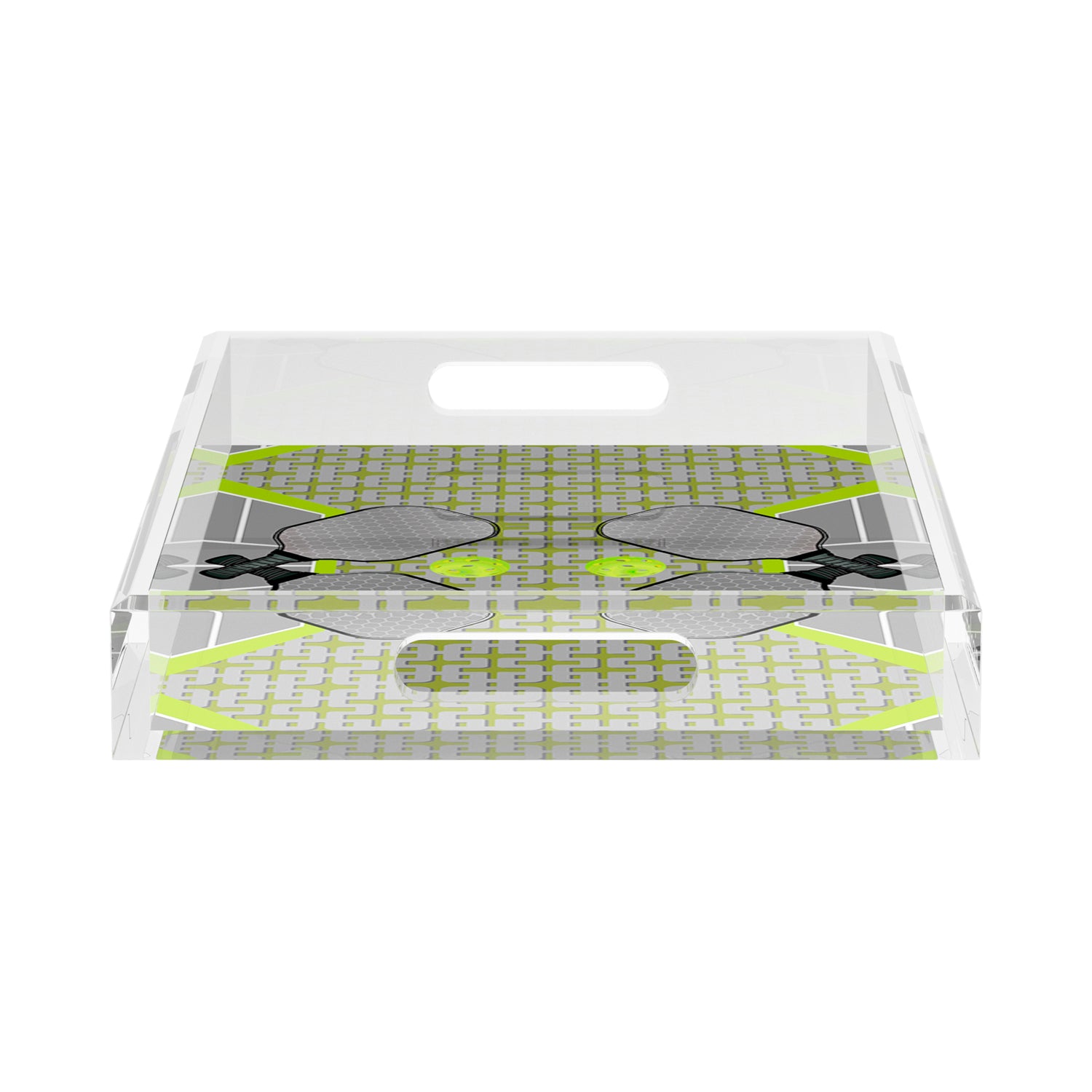 Pickelball Anyone Silver Lime  17X10.5 Acrylic Tray - nicolettemayer.com 