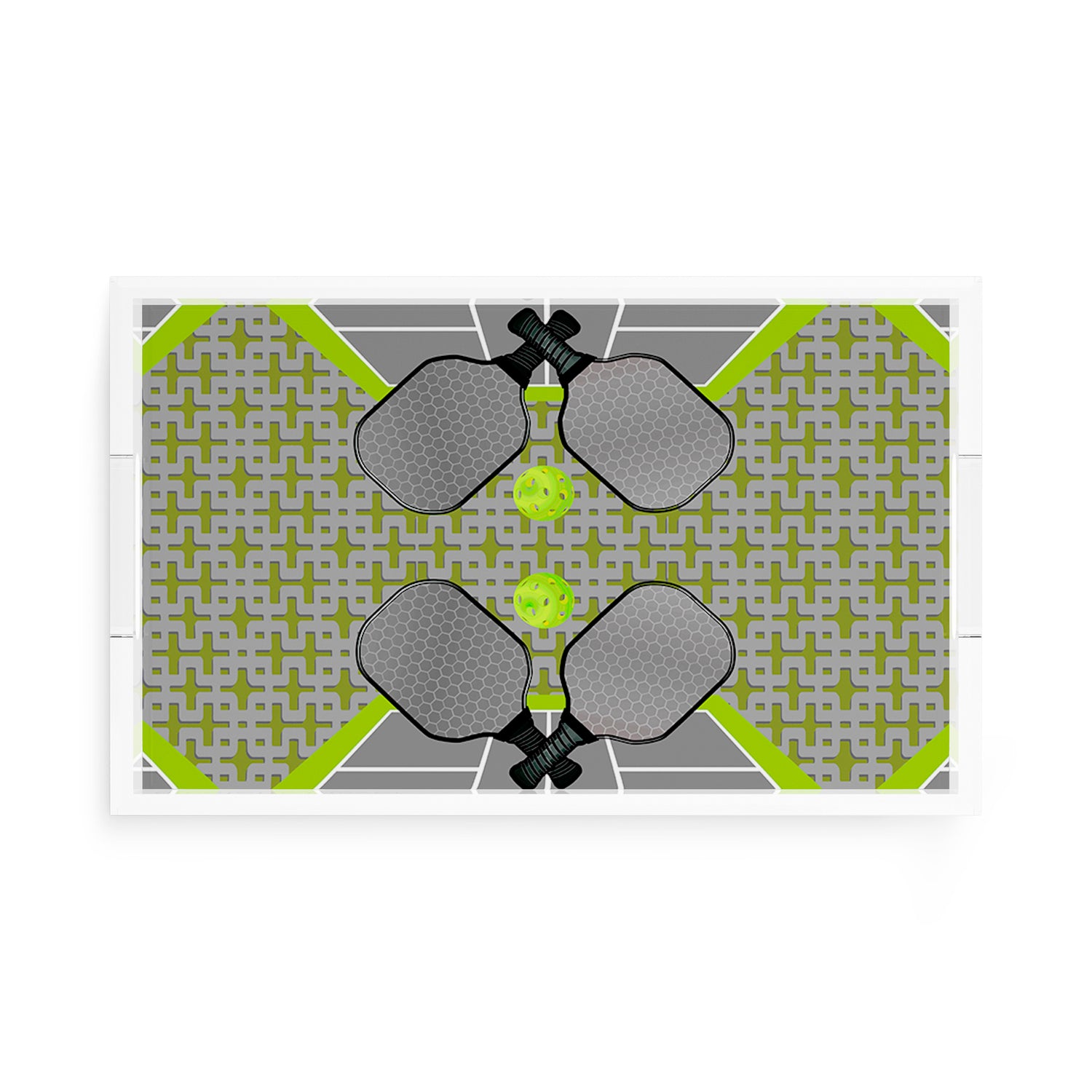 Pickelball Anyone Silver Lime  17X10.5 Acrylic Tray - nicolettemayer.com 