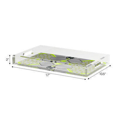 Pickelball Anyone Silver Lime  Set of 3 Acrylic Tray - nicolettemayer.com 