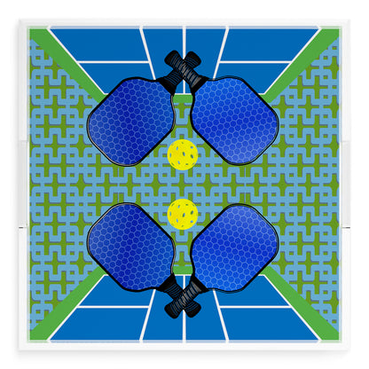 Pickelball Anyone Blue Green 18X18 Acrylic Tray - nicolettemayer.com 