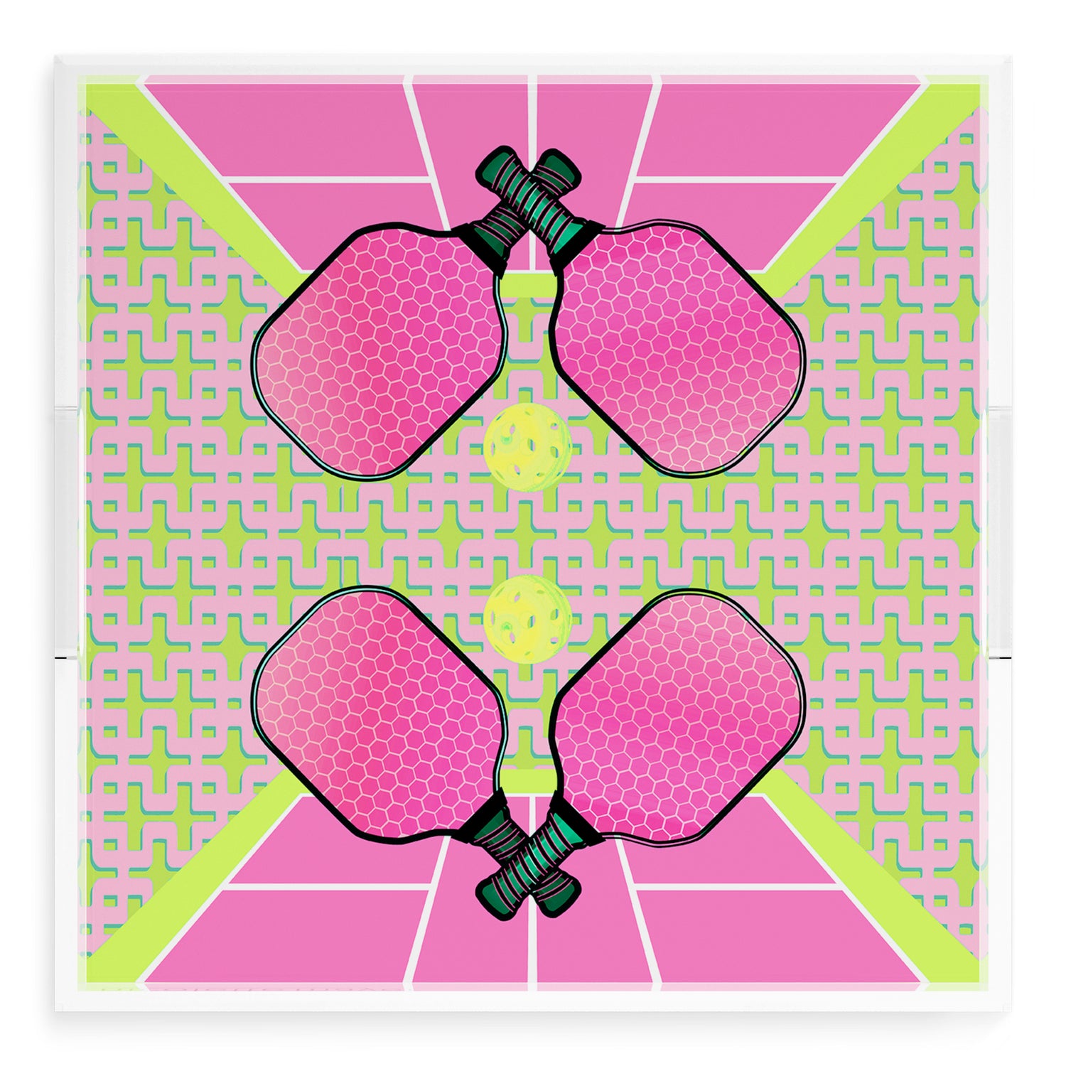Pickelball Anyone Nancy Fran 18X18 Acrylic Tray - nicolettemayer.com 