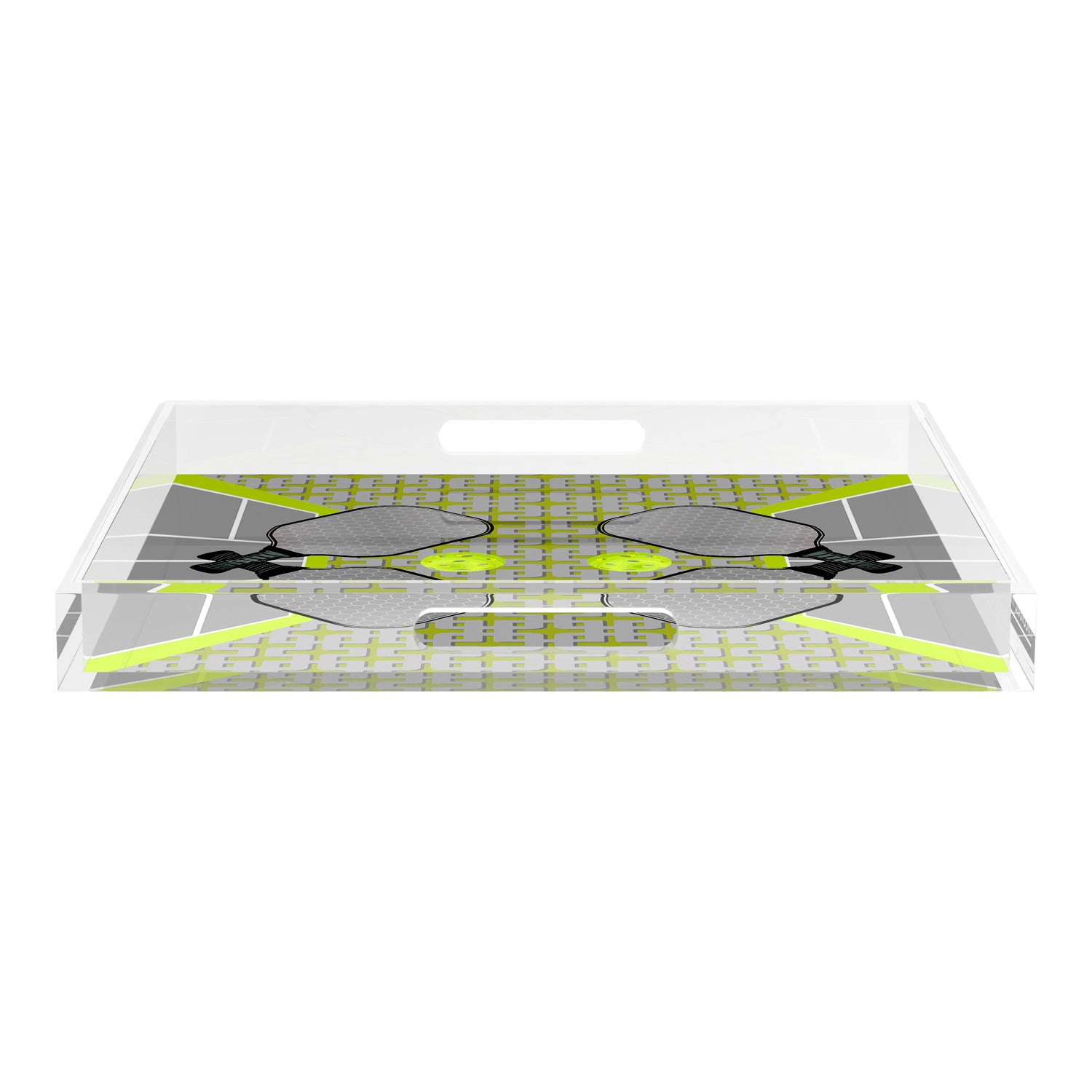 Pickelball Anyone Silver Lime 18X18 Acrylic Tray - nicolettemayer.com 
