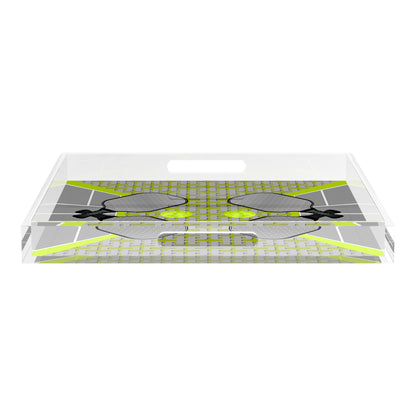 Pickelball Anyone Silver Lime 18X18 Acrylic Tray - nicolettemayer.com 