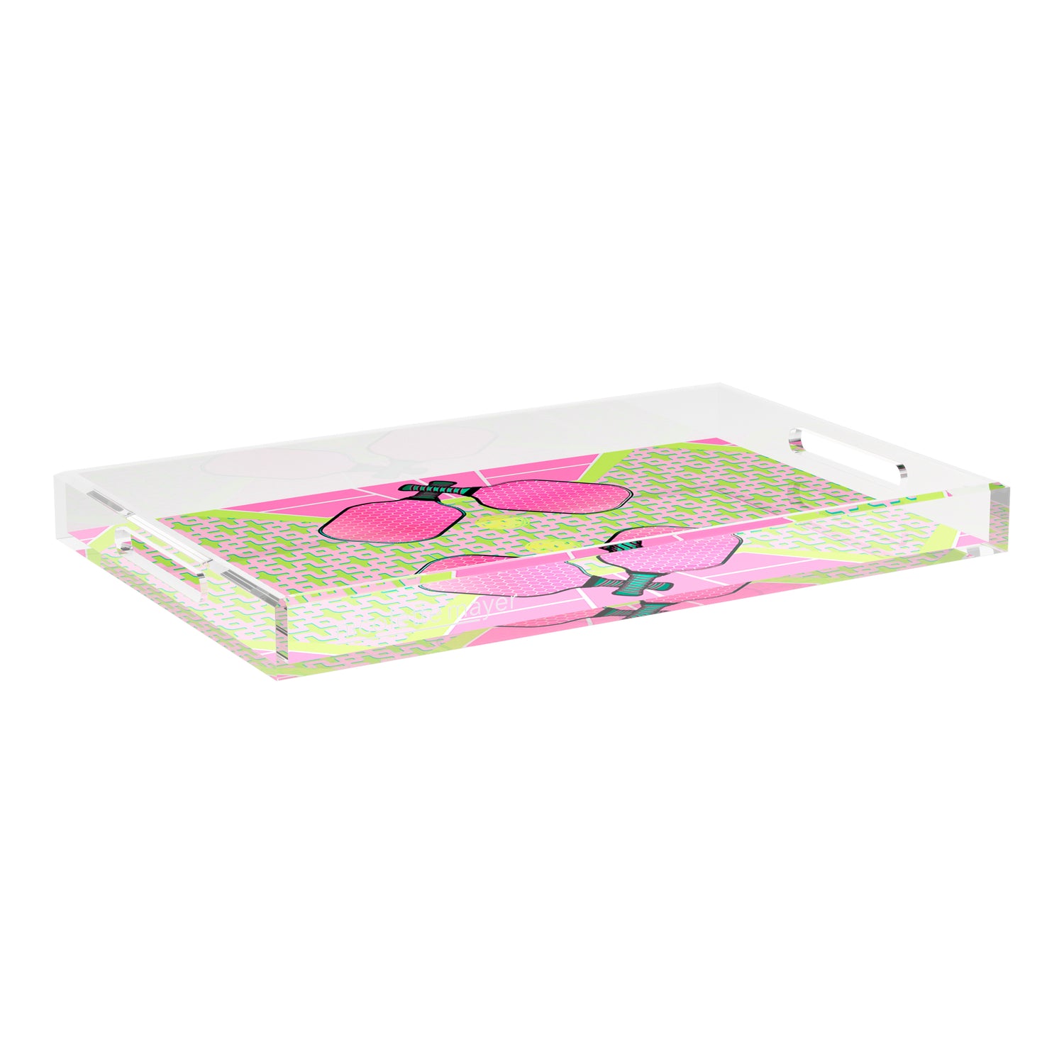 Pickelball Anyone Nancy Fran  22.5x14.5 Acrylic Tray - nicolettemayer.com 