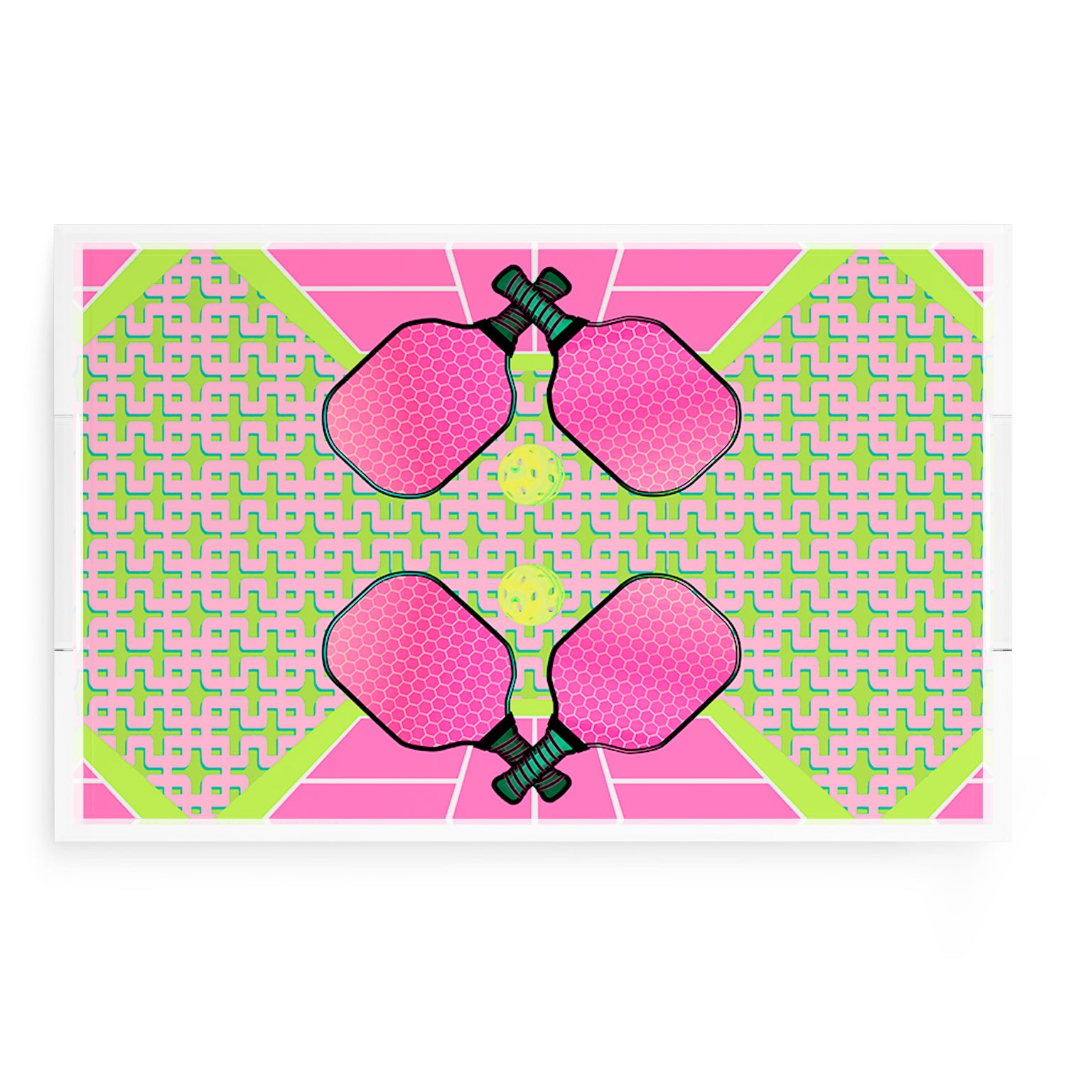 Pickelball Anyone Nancy Fran  22.5x14.5 Acrylic Tray - nicolettemayer.com 