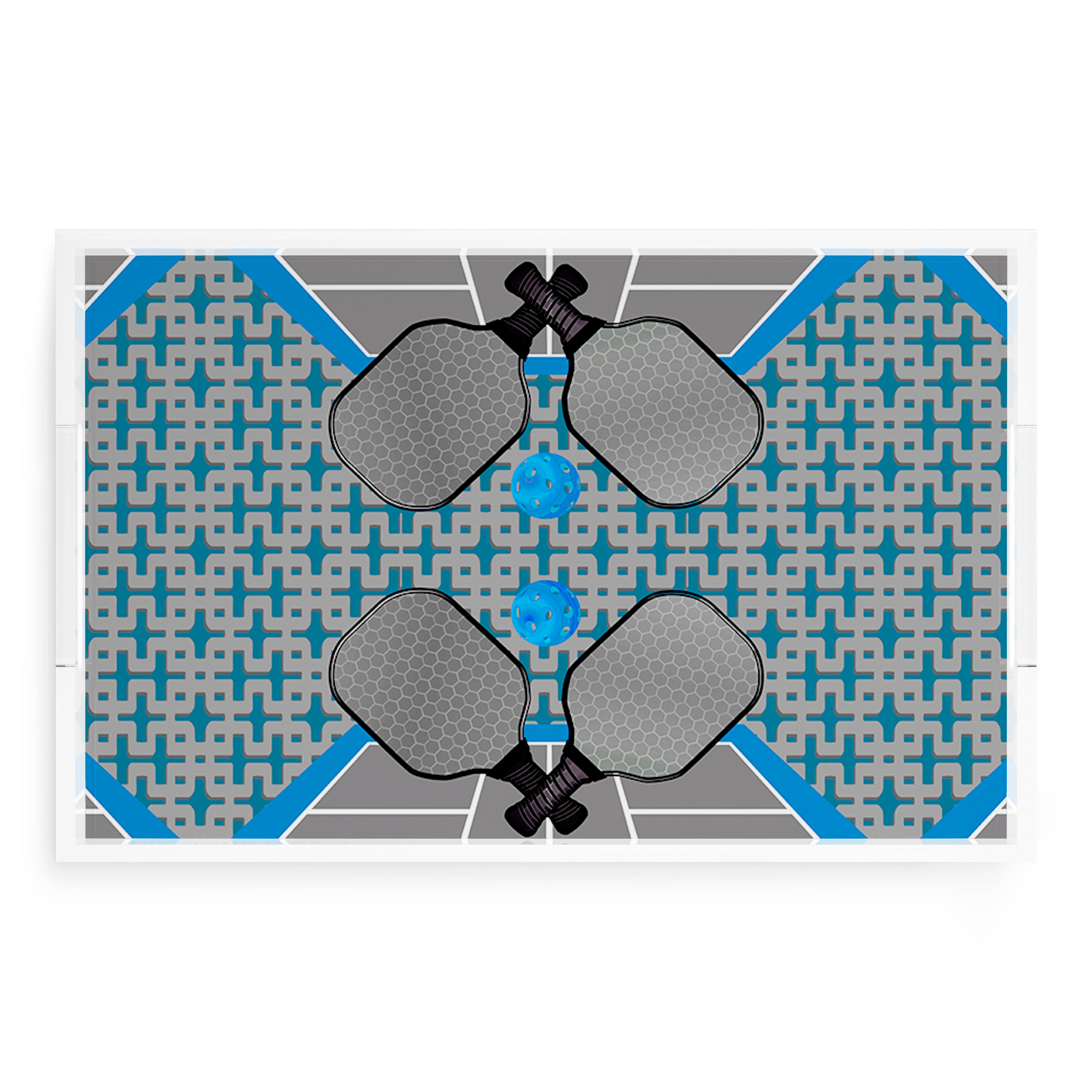 Pickelball Anyone Silver Blue  22.5x14.5 Acrylic Tray - nicolettemayer.com 