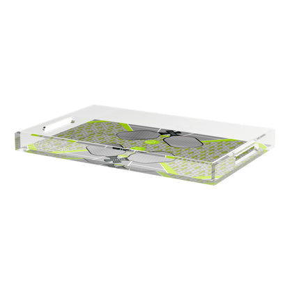 Pickelball Anyone Silver Lime  22.5x14.5 Acrylic Tray - nicolettemayer.com 