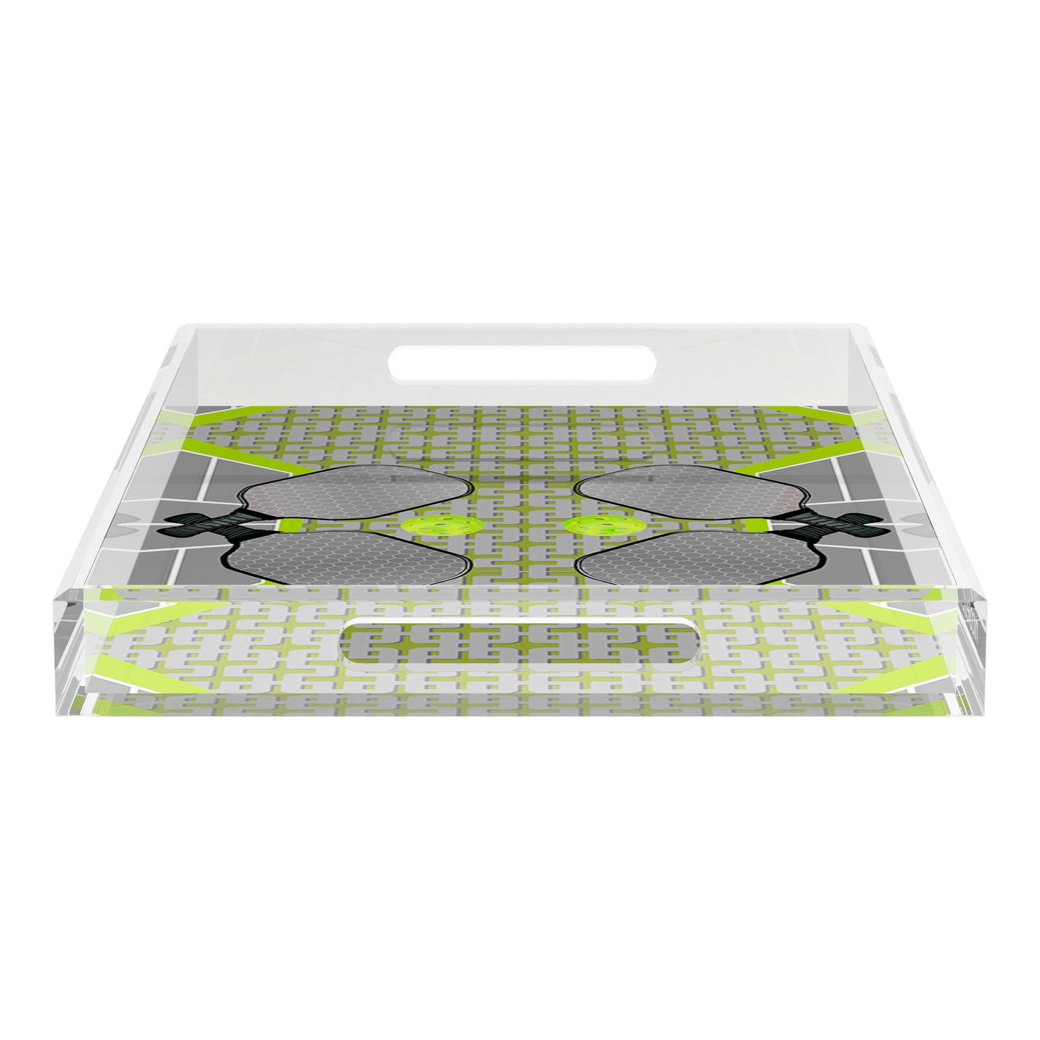 Pickelball Anyone Silver Lime  22.5x14.5 Acrylic Tray - nicolettemayer.com 