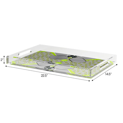 Pickelball Anyone Silver Lime  Set of 3 Acrylic Tray - nicolettemayer.com 