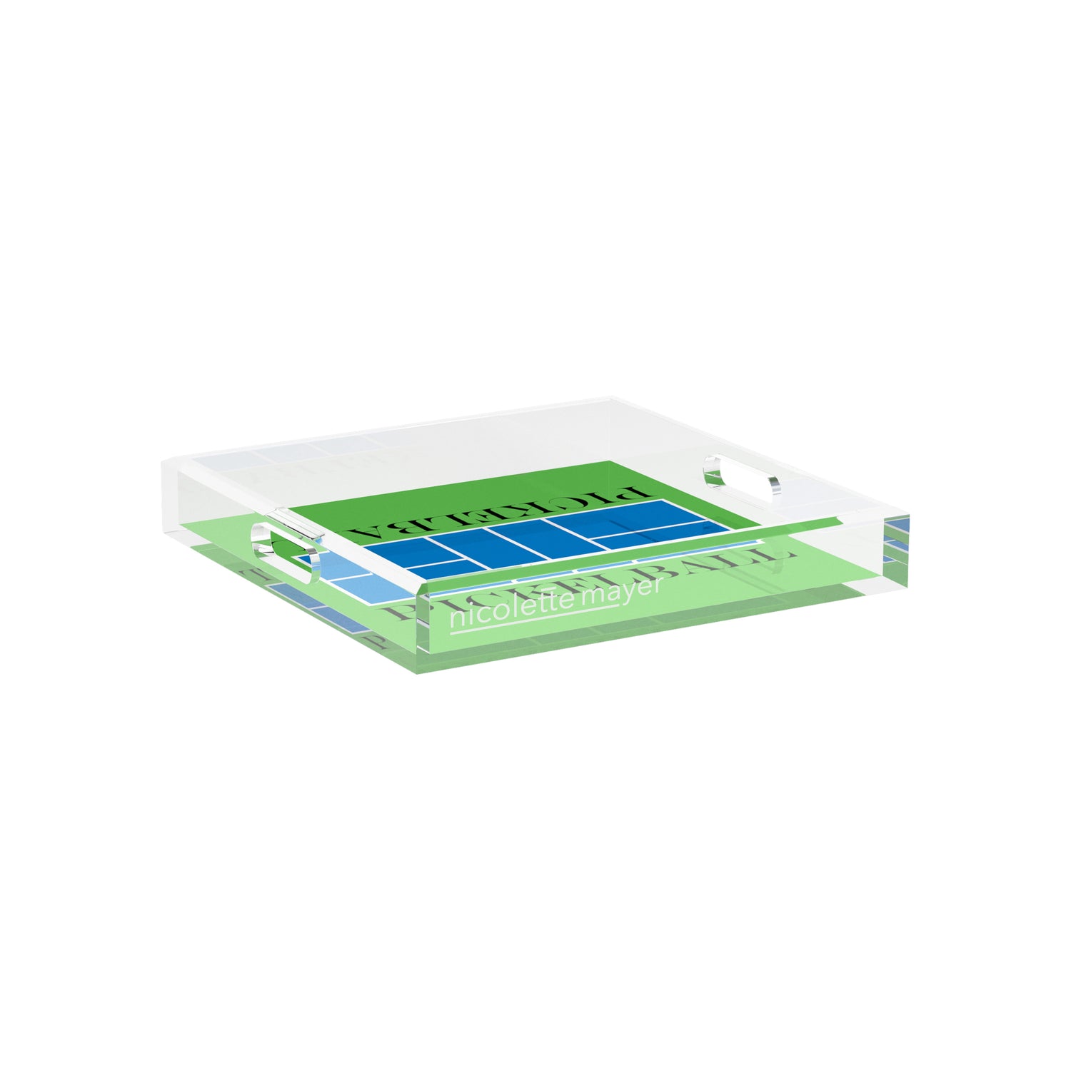 Pickelball Court Blue Green 12X12 Acrylic Tray - nicolettemayer.com 