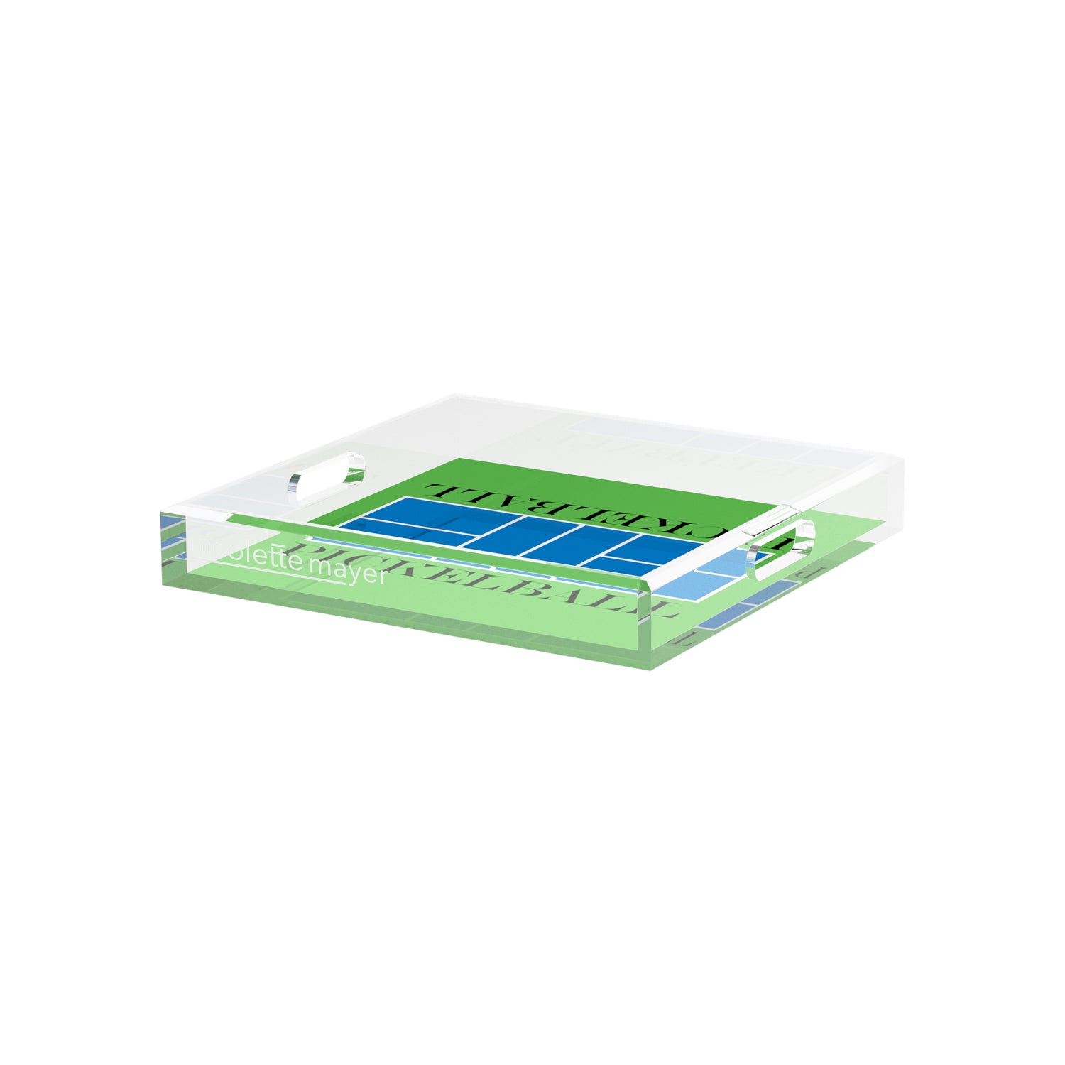Pickelball Court Blue Green 12X12 Acrylic Tray - nicolettemayer.com 