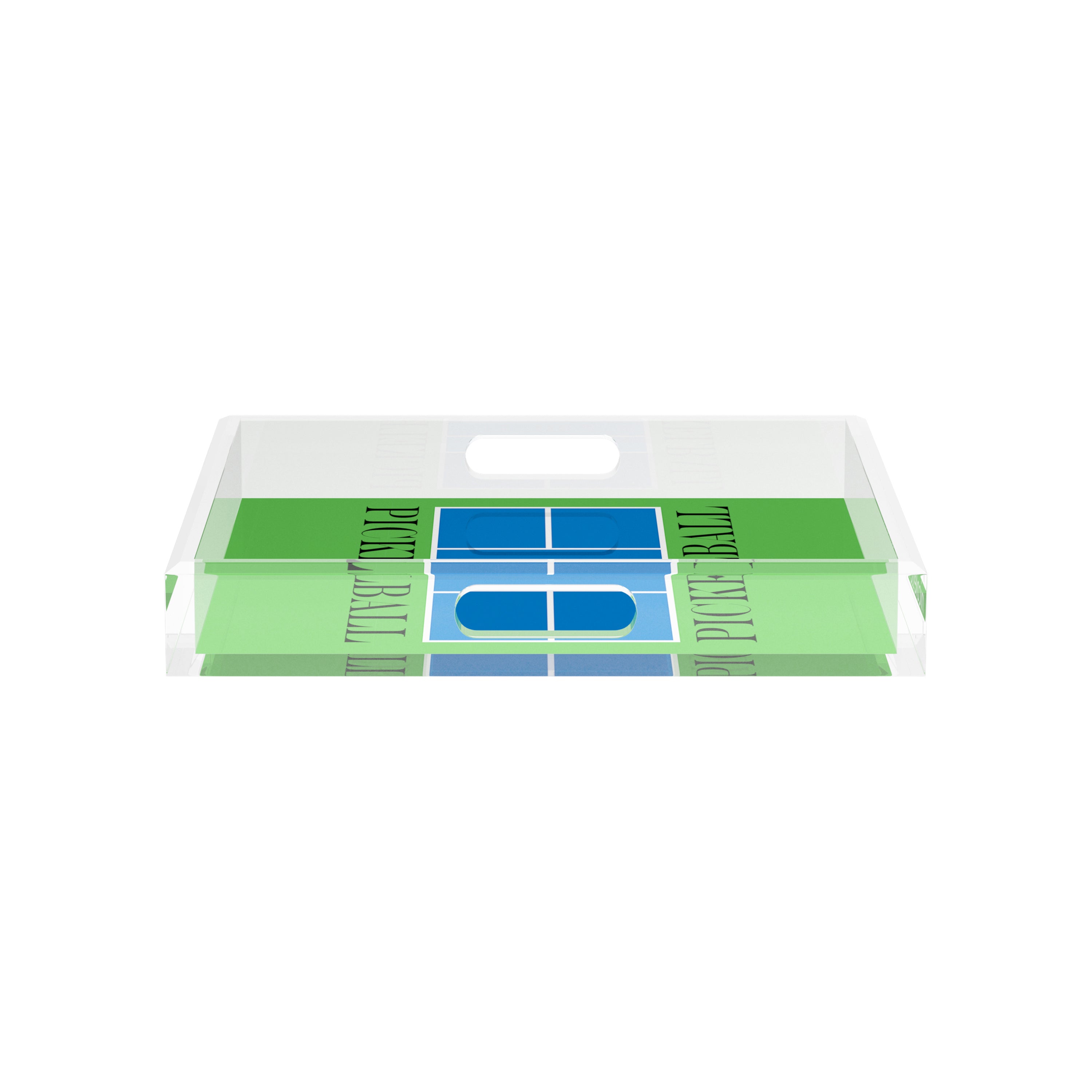 Pickelball Court Blue Green 12X12 Acrylic Tray - nicolettemayer.com 
