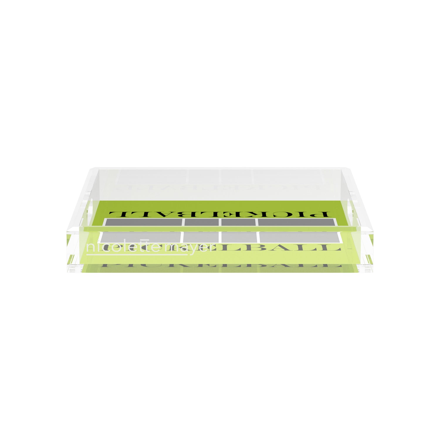 Pickelball Court Silver Lime 12X12 Acrylic Tray - nicolettemayer.com 