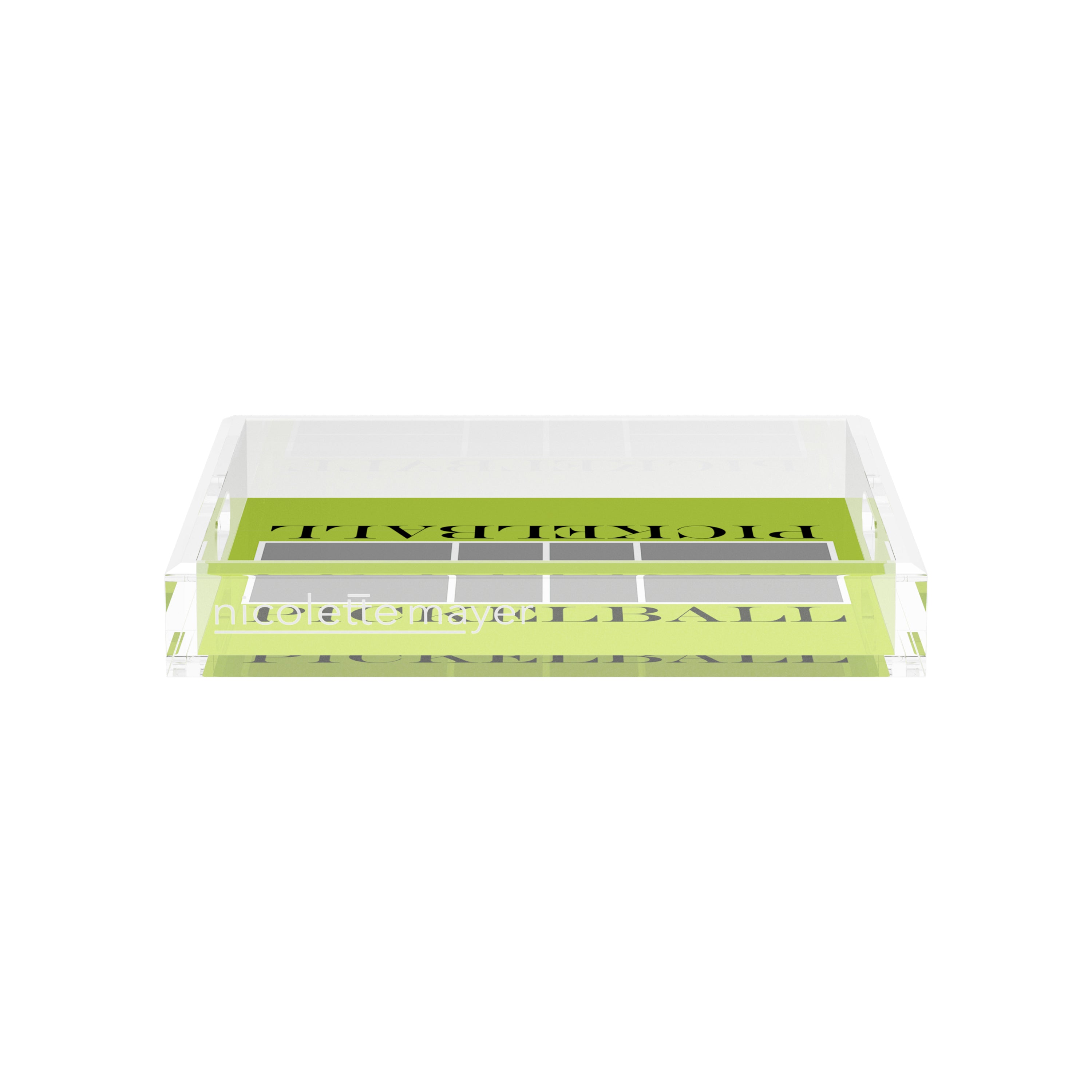 Pickelball Court Silver Lime 12X12 Acrylic Tray - nicolettemayer.com 