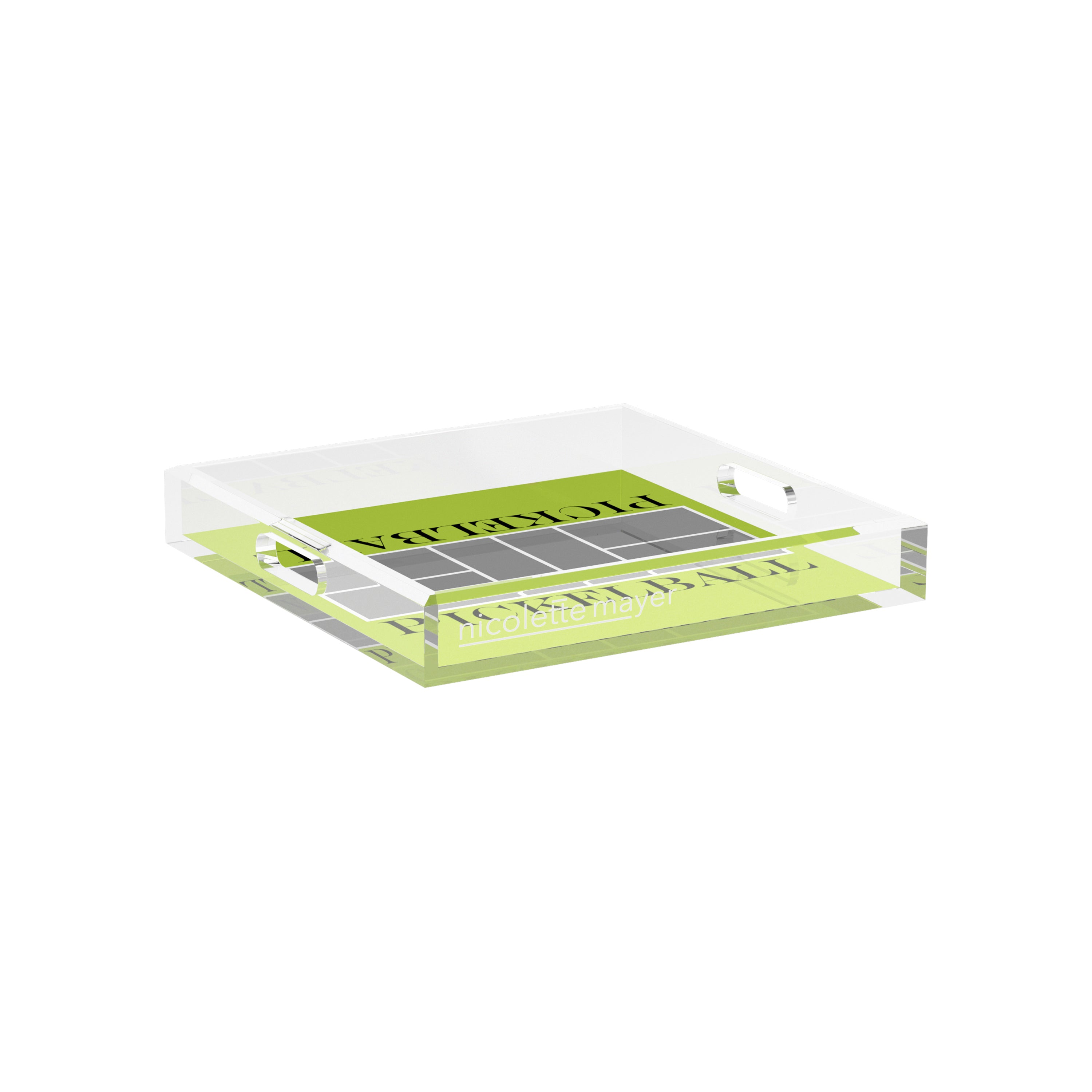 Pickelball Court Silver Lime 12X12 Acrylic Tray - nicolettemayer.com 