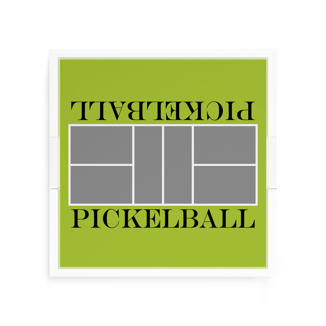 Pickelball Court Silver Lime 12X12 Acrylic Tray - nicolettemayer.com 