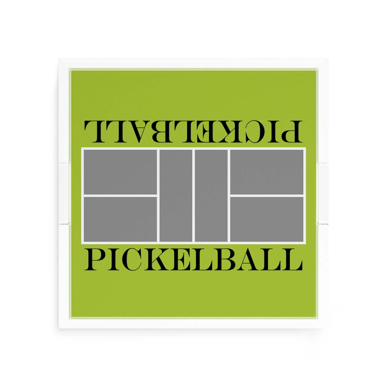 Pickelball Court Silver Lime 12X12 Acrylic Tray - nicolettemayer.com 