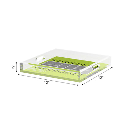 Pickelball Court Silver Lime 12X12 Acrylic Tray - nicolettemayer.com 