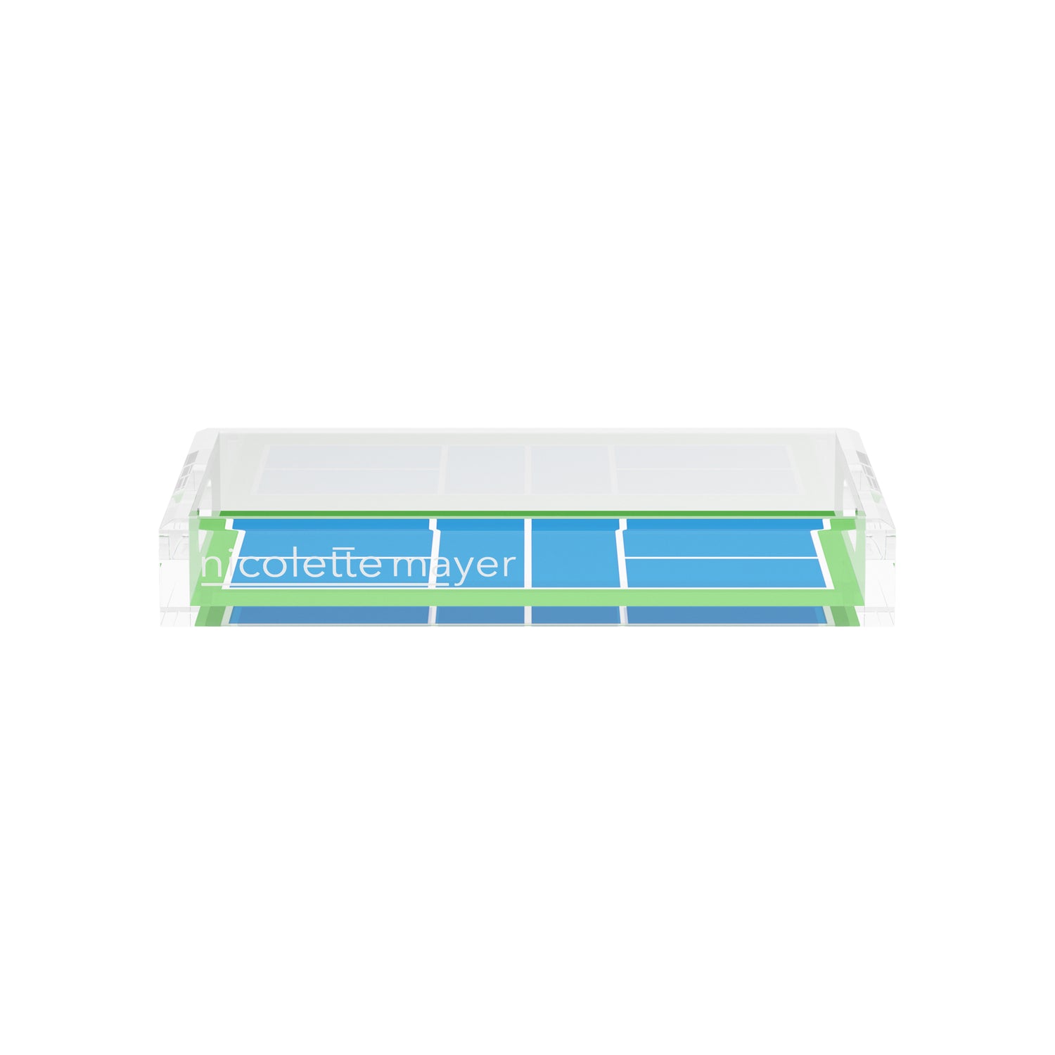 Pickelball Court Blue Green  12.5x7.75 Acrylic Tray - nicolettemayer.com 
