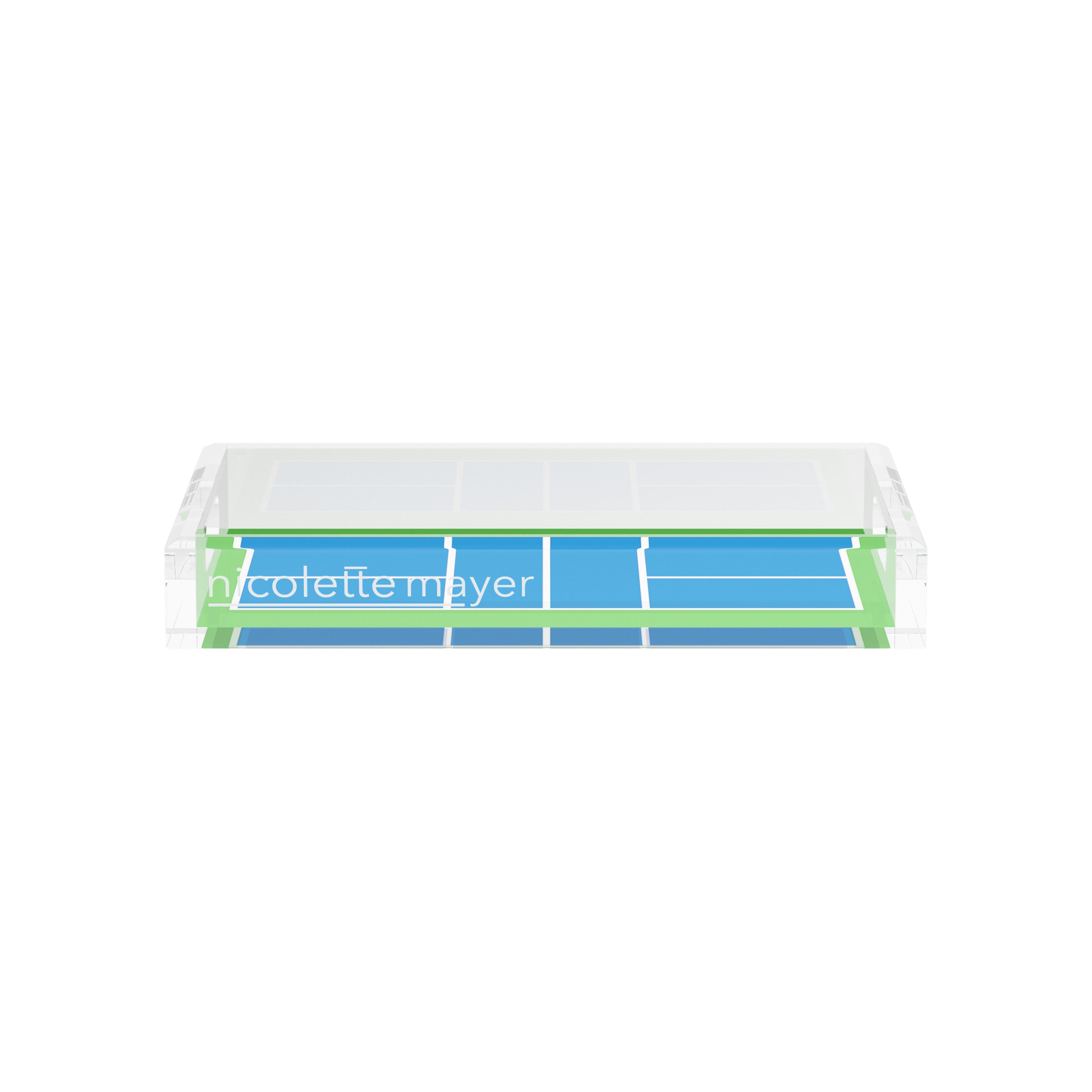 Pickelball Court Blue Green  12.5x7.75 Acrylic Tray - nicolettemayer.com 