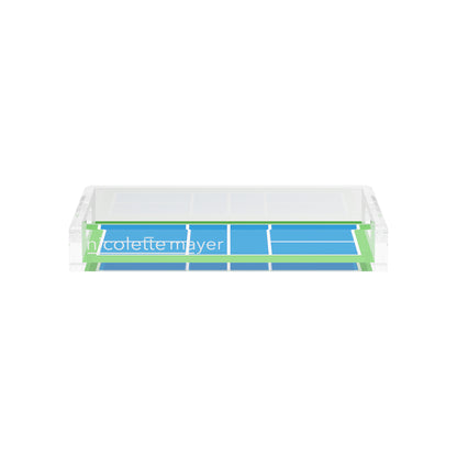 Pickelball Court Blue Green  12.5x7.75 Acrylic Tray - nicolettemayer.com 
