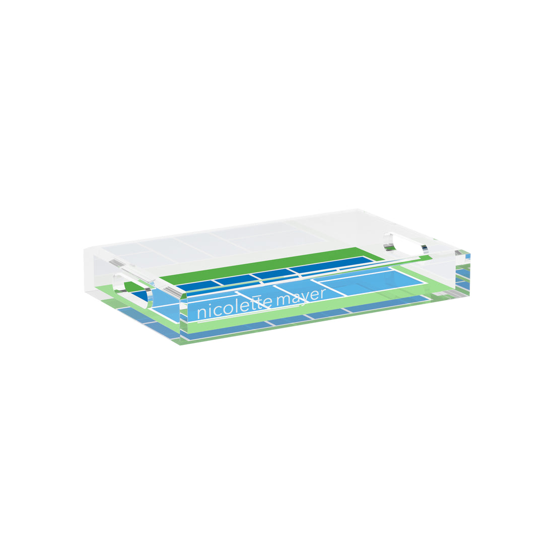 Pickelball Court Blue Green  12.5x7.75 Acrylic Tray - nicolettemayer.com 