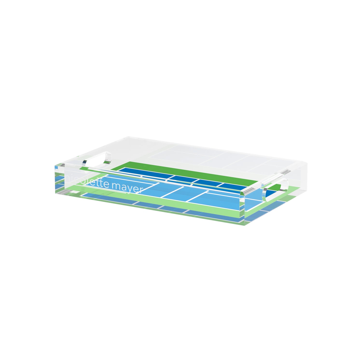 Pickelball Court Blue Green  12.5x7.75 Acrylic Tray - nicolettemayer.com 