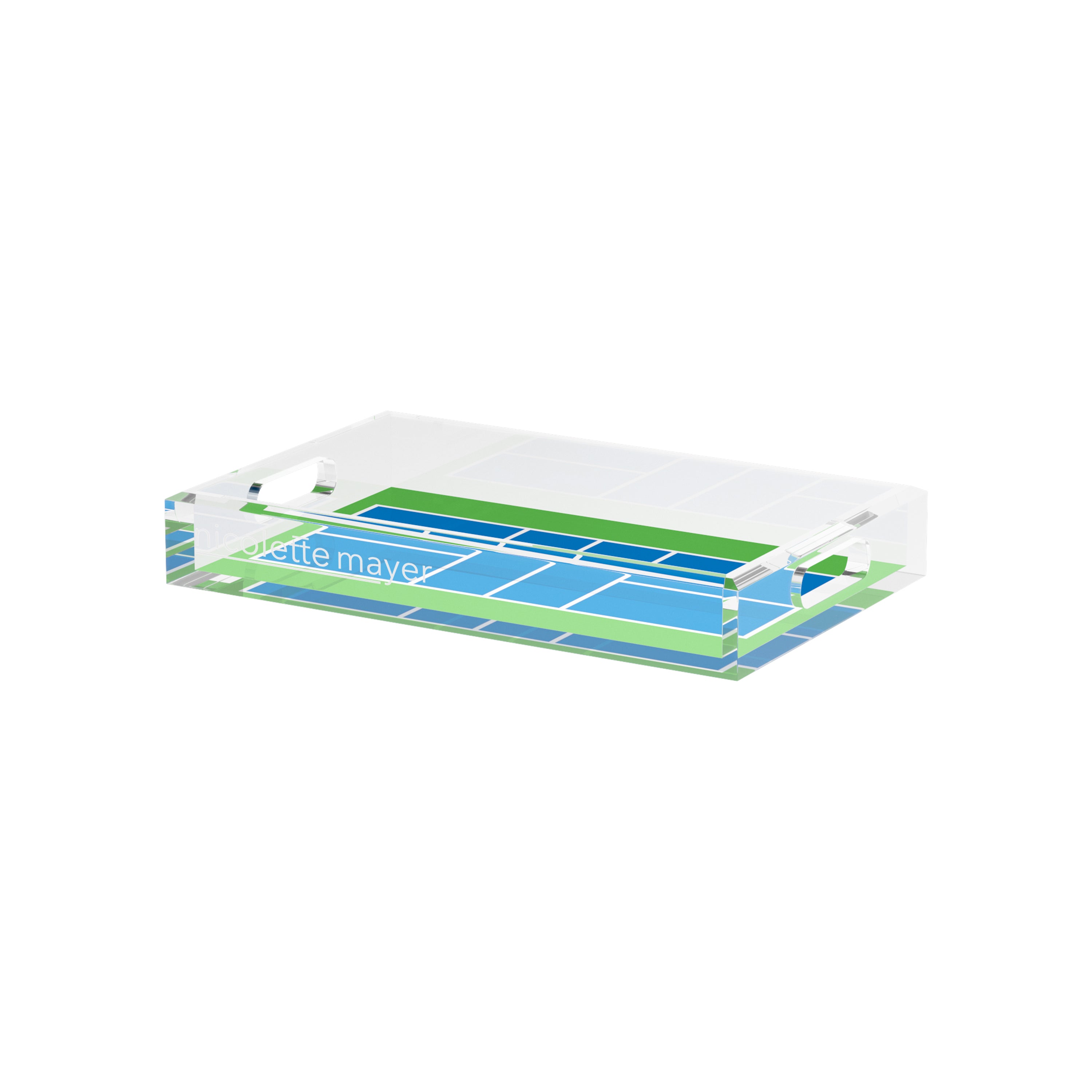 Pickelball Court Blue Green  12.5x7.75 Acrylic Tray - nicolettemayer.com 