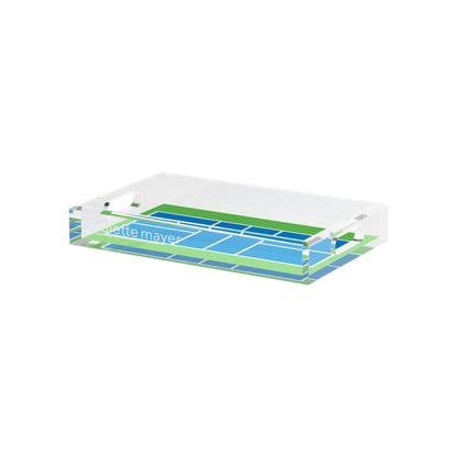 Pickelball Court Blue Green  12.5x7.75 Acrylic Tray - nicolettemayer.com 