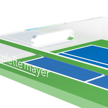 Pickelball Court Blue Green  12.5x7.75 Acrylic Tray - nicolettemayer.com 