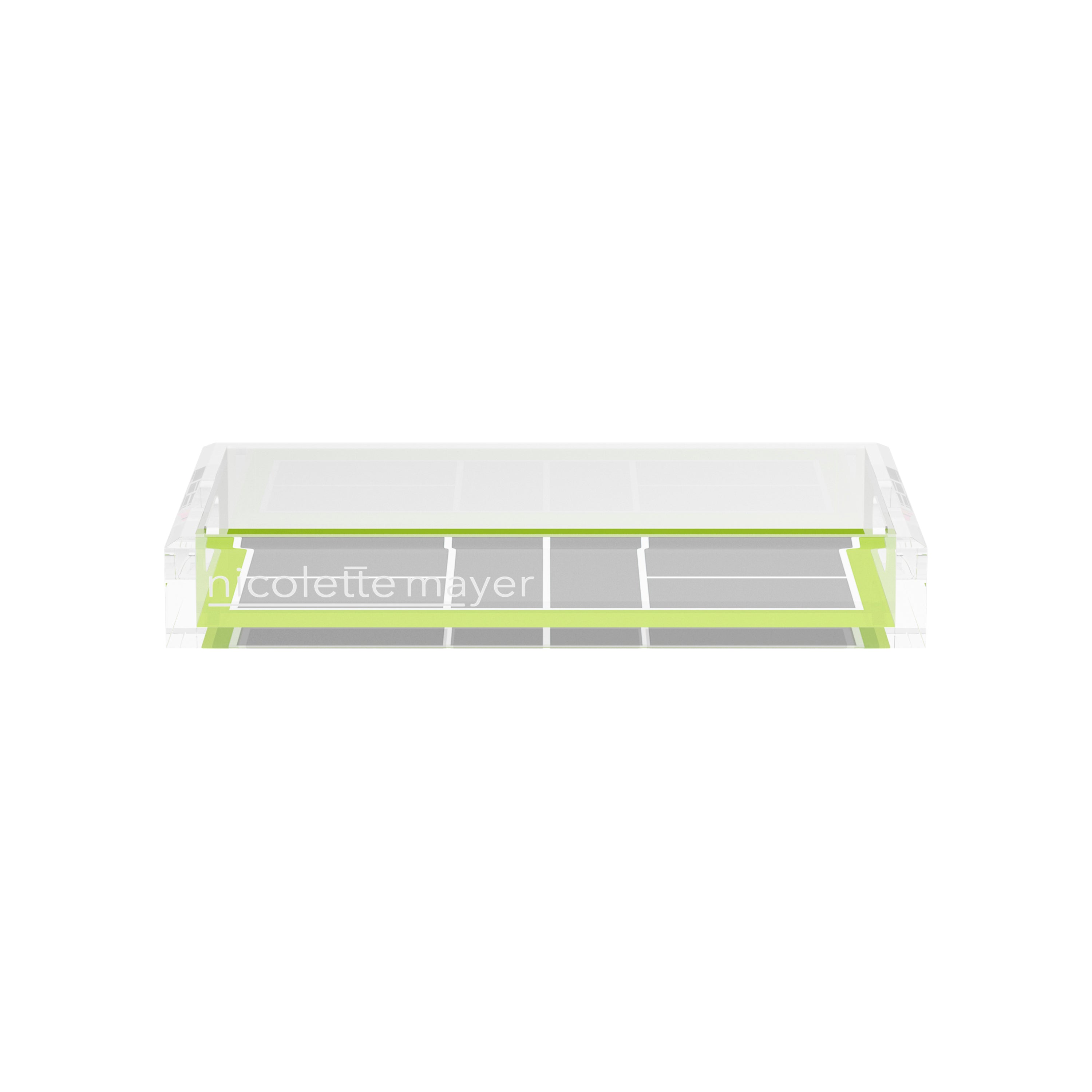Pickelball Court Silver Lime  12.5x7.75 Acrylic Tray - nicolettemayer.com 