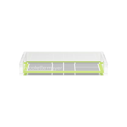 Pickelball Court Silver Lime  12.5x7.75 Acrylic Tray - nicolettemayer.com 