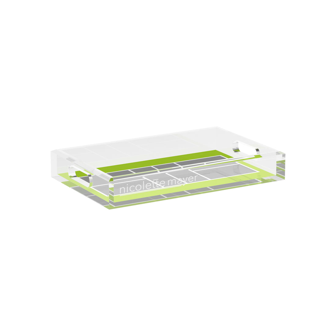 Pickelball Court Silver Lime  12.5x7.75 Acrylic Tray - nicolettemayer.com 