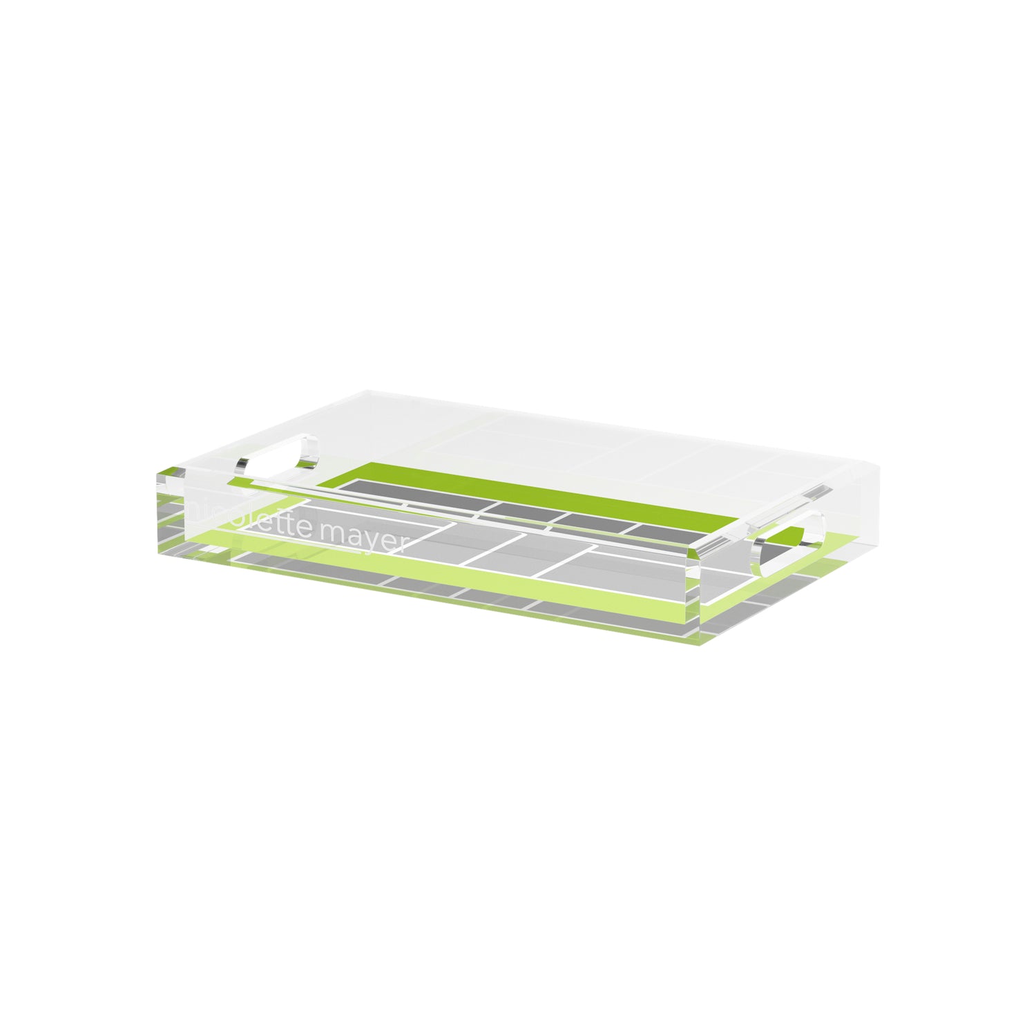 Pickelball Court Silver Lime  12.5x7.75 Acrylic Tray - nicolettemayer.com 