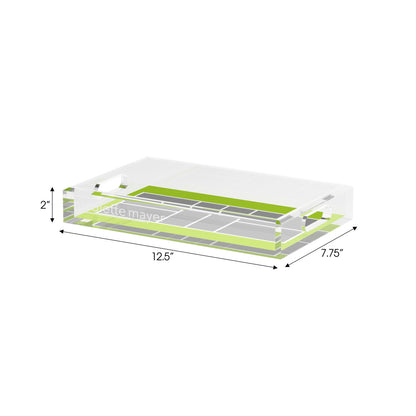Pickelball Court Silver Lime  Set of 3 Acrylic Tray - nicolettemayer.com 